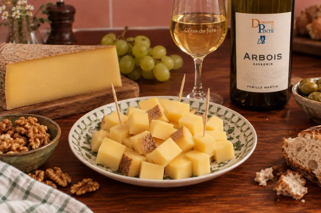 Apéritif Jura : cubes de Comté et Savagnin