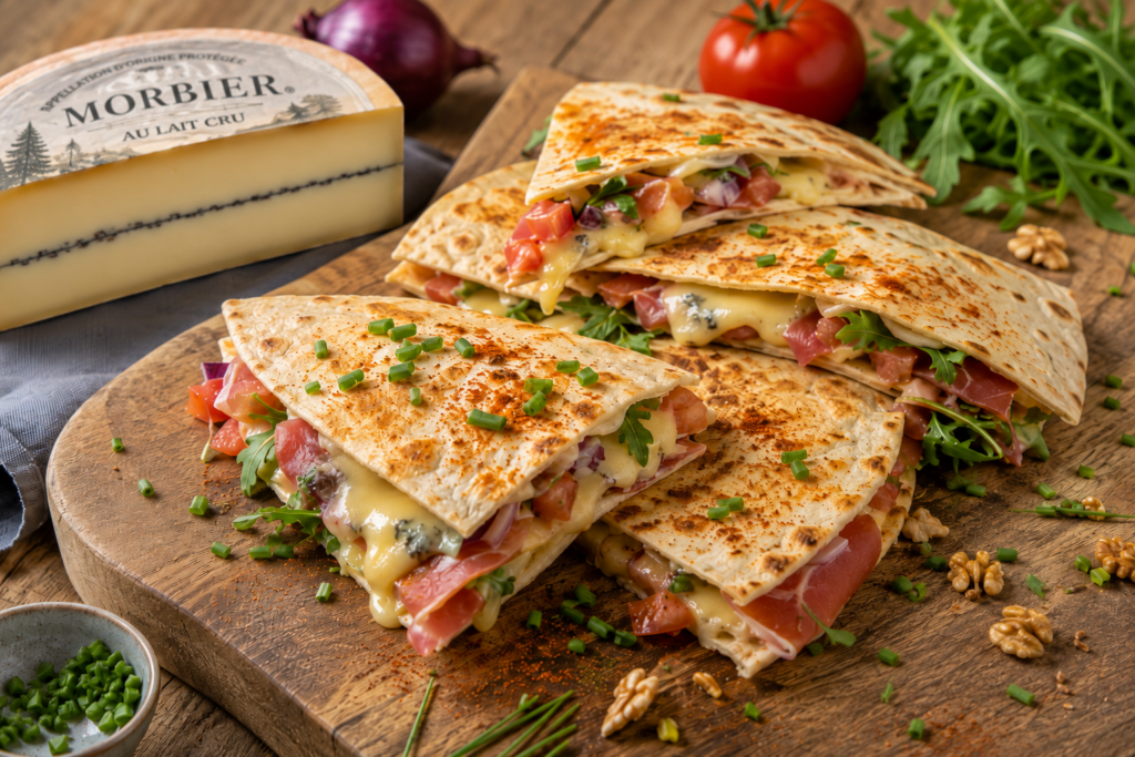 Quesadillas au Morbier et jambon cru