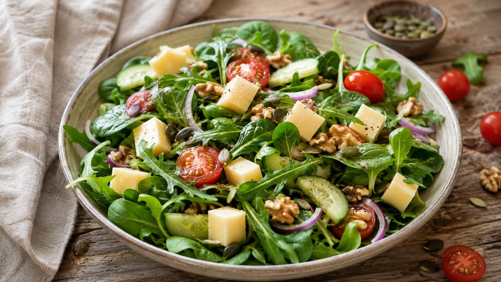 Salade fraîche au Comté et noix