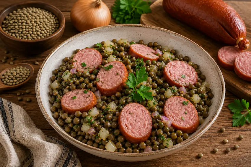 salade franc-comtoise et saucisse de Morteau