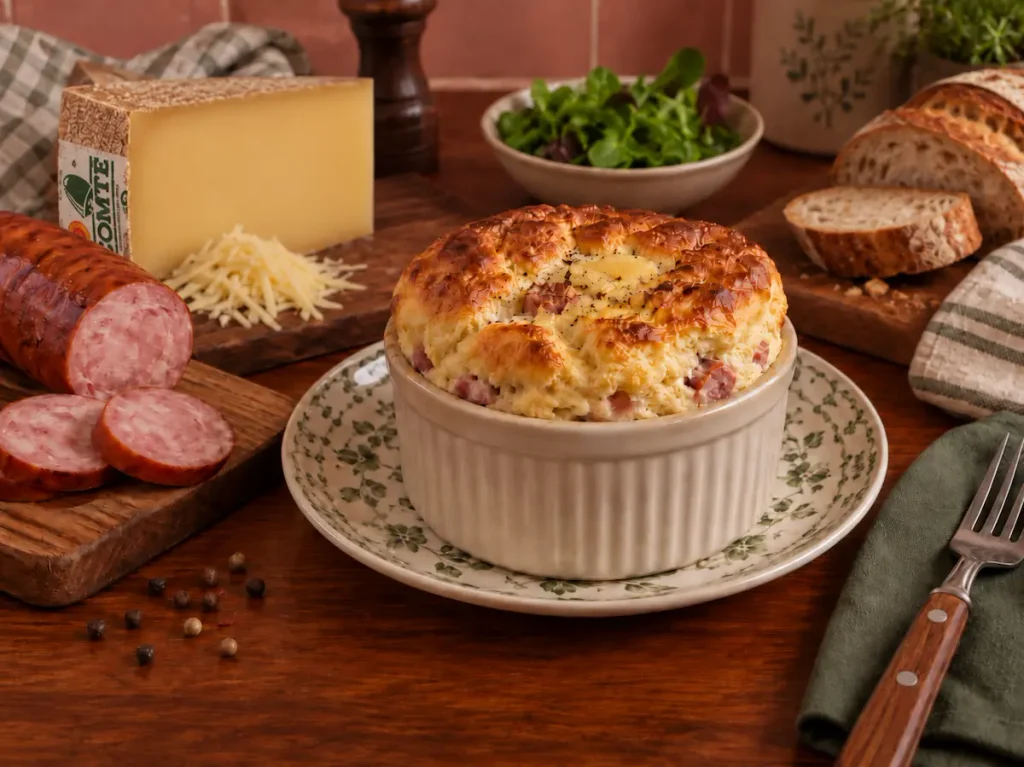 Soufflé au Comté et Saucisse de Morteau