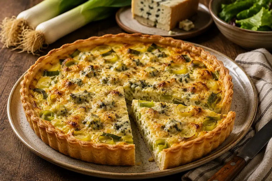 tarte salée au Bleu de Gex et aux poireaux
