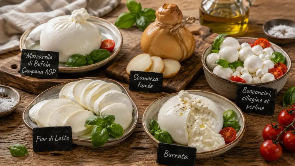 les différents types de. mozzarela